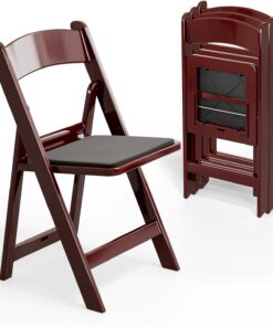 VINGLI Resin Folding Chair with Cushion Foldable Plastic Chair with Comfortable Cushioned Seat