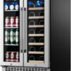 24 inch Dual Zone Beverage Refrigerator, 30 Bottles & 82 Cans Wine Fridge Built-in or Freestanding with Glass Door, Wine and Beverage Refrigerator Cooler for Kitchen Home Bar