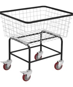 Wire Laundry Cart 4.5 Bushel, Rolling Laundry Basket with Wheels, Metal Commercial Wire Laundry Basket Cart with Galvanized Finish, Heavy Duty Large Steel Basket for Laundry Clothes Storage