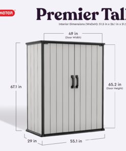 Alternative view of Keter Premier Tall 4.6 x 5.6 ft. Resin Outdoor Storage Shed Shelving Brackets Patio Furniture