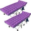 2 Pack Camping Cot with Mattress Comfortable Cot Bed Folding Cot Heavy Duty Cots for Sleeping with Carry Bag for Adults Kids Guest Bed Outdoor Indoor Home