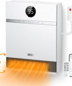 Dreo Smart Wall Heater, IP24 Electric PTC Space Heaters for Indoor Use, 30° Oscillation, Adjustable Thermostat, Remote Control, Works with Alexa, 24H Timer, Easy-mounted for Bedroom, Office, Home