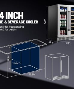 Alternative view of 24 inch Dual Zone Beverage Refrigerator, 30 Bottles & 82 Cans Wine Fridge Built-in or Freestanding with Glass Door, Wine and Beverage Refrigerator Cooler for Kitchen Home Bar