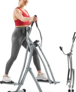 Sunny Health & Fitness Smart Air Walker Elliptical, Low-Impact 30-Inch Stride Home Glider Machine, Senior Cross Trainer for Indoor Cardio Exercise, Free SunnyFit App Bluetooth Connection- SF-E902SMART