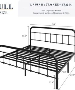 Alternative view of Allewie Queen Size Metal Platform Bed Frame with Victorian Style Wrought Iron-Art Headboard