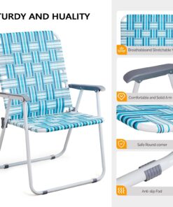 Alternative view of VINGLI Patio Lawn Webbed Folding Chairs Set of 2, Outdoor Beach Portable Lawn Chair Camping Chair Beach Chair