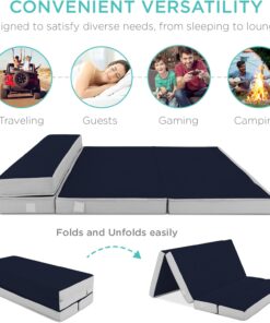 Alternative view of Best Choice Products 4in Portable Queen-Size Mattress, Tri-Fold Mattress for Camping, Guest, Toddler, Foam Plush w/Carry Case - Grey