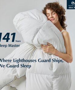 Alternative view of PACIFIC COAST Goose Feather Down Comforters Queen Size, 100% Cotton Extra Fluffy White Duvet Insert, Soft, Breathable, All Season Hotel Luxury Bedding Comforters, 8 Corner & Center Loops (90"x90")
