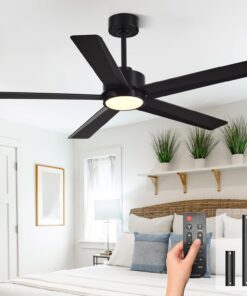 Modern Ceiling Fans with Lights, 72 Inch Ceiling Fan with Light and Remote, Bedroom Living Room Library Cafe Outdoor/Industrial,24W 3CCT Dimmable, 8 Blades 6 Speed Reversible Quiet DC Motor, Black