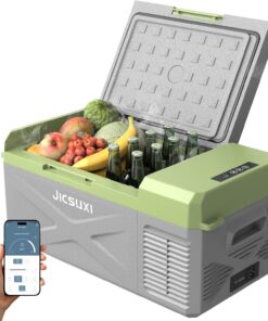 12V Car Refrigerator, 17 Quart Portable Freezer 12 Car Fridge (-4F~68F) Compressor Electric Cooler with 12/24V DC 110-240V AC, APP Control For Car Truck RV Camping, Travel Outdoor Home