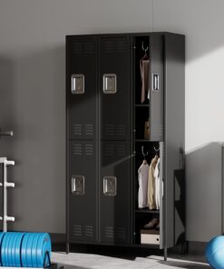 Alternative view of GAOMON Locker for Employees, 6 Doors Locker Cabinet with Hooks, Storage Locker for Home, Office, Gym, School, Assembly Required, Black
