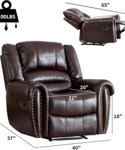 Alternative view of CANMOV Leather Recliner Chair, Classic and Traditional Manual Recliner Chair with Comfortable Arms and Back Single Sofa for Living Room, Nut Brown