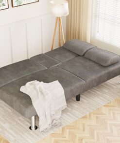 Alternative view of Flamaker Futon Sofa Bed Modern Folding Futon Set Convertible Recliner Lounge for Living Room with 2 Cup Holders, Removable Armrests (PU Leather, Black)