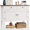HOSTACK Farmhouse Console Table with 2-Door Cabinet & 2 Drawers, Coffee Bar, Entryway Table with Storage Shelf, Sofa Tables Buffet Sideboard for Kitchen, Hallway, Dining, Living Room, Rustic Brown