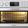 28QT Air Fryer Toaster Oven Combo, Large 12-in-1 Convection Countertop Oven with 3-Layer Cooking, Rotisserie for Chicken, 6 Heating Tubes, Fast Preheat, Fits 11" Pizza, Full Accessories, Sparkle Black