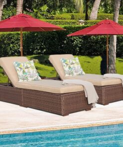 Patiorama Outdoor Patio Lounge Chair Elegant Reclining Adjustable Pool Rattan Chaise Chair