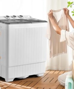 Alternative view of COSTWAY Double Tub 26 lb Capacity Laundry 18 lb 8 lb Spin Combo with Timer Knob Built-in Drain Pump Small Portable Washing Machine