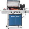 Captiva Designs 4-Burner Propane Gas BBQ Grill with Side Burner & Porcelain-Enameled Cast Iron Grates, 42,000 BTU Output Stainless Steel Grill for Outdoor Cooking Kitchen and Patio Backyard Barbecue