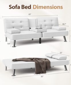 Alternative view of Shahoo Convertible Folding Futon Sofa Bed Sleeper Couch for Living Room Faux Leather