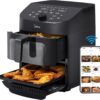 Dual Basket Air Fryer Oven 11 Quart 8 in 1 Functions Clear Window Smart Sync Finish