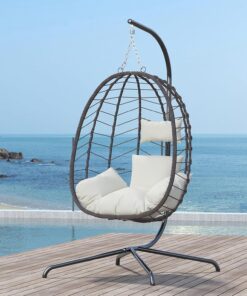 Hanging Egg Chair with Stand Swinging Egg Chair Outdoor Hanging Basket Chair with Cushion