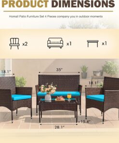 Alternative view of Homall 4 Pieces Outdoor Patio Furniture Sets Rattan Chair Wicker Set, Outdoor Indoor Use Backyard Porch Garden Poolside Balcony Furniture Sets Clearance (Brown and Beige)