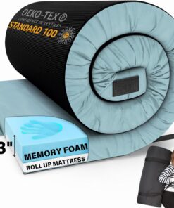 Matrix Comfort-Cell Memory Foam Camping Mattress Pad, Portable Foam Sleeping Pad for Camping, Roll up Sleeping Mat for Adults Floor Mattress Guest Floor Bed for Sleepover, Car, Tent SUV Cot Mattress