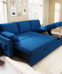 VanAcc Sofa Bed, Sleeper Sofa with Storage Chaise 2 in 1 Pull Out Couch Living Room