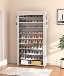 Alternative view of ROJASOP 10 Tier Shoe Rack with Covers Large Capacity Stackable Tall Shoe Shelf Storage