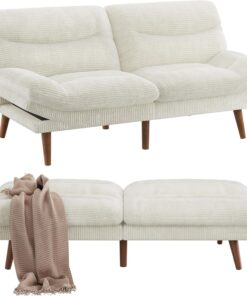 Alternative view of Pipishell Convertible Futon Sofa Bed,66" Corduroy Futon Couch with Adjustable Backrest and Armrests, Recliner Sleeper Sofa for Small Spaces, Play Room or Office, Grey