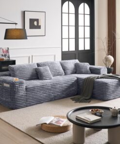 Cloud Sectional Couch with L-Shape Chaise Modern Modular Sofa Deep Seat Built-in Cup Holder