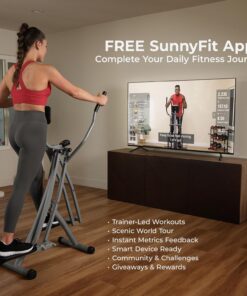 Alternative view of Sunny Health & Fitness Smart Air Walker Elliptical, Low-Impact 30-Inch Stride Home Glider Machine, Senior Cross Trainer for Indoor Cardio Exercise, Free SunnyFit App Bluetooth Connection- SF-E902SMART