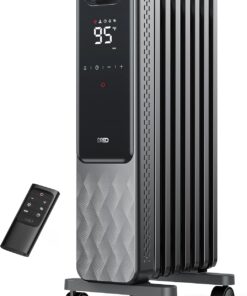 Dreo Oil Filled Radiator, Electric Radiant Heaters for indoor use Large Room with Remote Control, Child Lock, 4 Modes, Overheat & Tip-Over Protection, 24h Timer, Digital Thermostat, Quiet, 1500W