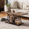 GiftGo Rustic Style Coffee Table Storage Industrial Style Three Tier Centerpiece Living Room Table