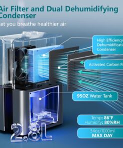 Alternative view of SIMSEN 95oz Dehumidifiers for Home, 800 sq ft Dehumidifier Reusable Filter, Small Dehumidifier with Drain Hose, Dehumidifiers for Bedroom Bathroom Basements Closet RV