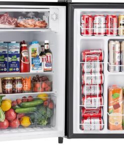 Sweetcrispy 3.2 Cu.Ft Mini Fridge with Freezer Small Refrigerator Single Door Adjustable Thermostat Energy-efficient Low Noise, Compact Fridge for Bedroom, Office, Dorm (Black)