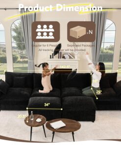 Alternative view of 108" U Shaped Couch, Modular Sectional Sofa, 3-Seater Comfy Cloud Couch with Movable Ottoman, Deep Seat Couches for Living Room, Chenille, Slate