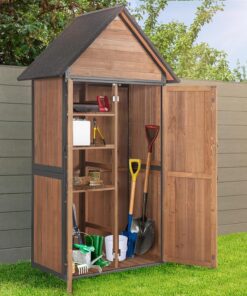Sheds Outdoor Storage Garden Shed with Metal Frame Structure and Adjustable Shelves
