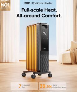 Alternative view of Dreo Oil Filled Radiator, Electric Radiant Heaters for indoor use Large Room with Remote Control, Child Lock, 4 Modes, Overheat & Tip-Over Protection, 24h Timer, Digital Thermostat, Quiet, 1500W