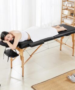 Alternative view of Yaheetech Massage Table Portable Lash Beds Spa Bed Massage Couch Foldable Spa Tables Adjustable 2 Fold with Non-Woven Bag 24 inch, Black