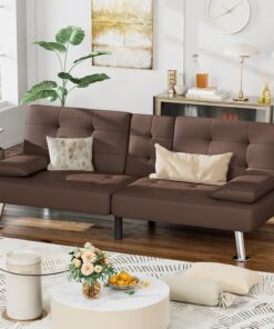 Alternative view of Homall Futon Sofa Bed Leather Futon Couch Removable Armrests Adjustable Recliner Sofa Bed