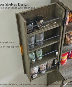 Alternative view of Fluted Pantry Cabinet, 72" Tall Modern Storage Cabinet with 4 Doors, Organizer, Drawer and Adjustable Shelves, Wood Cupboard for Kitchen, Dining Room, Living Room and Bathroom, Natural Oak