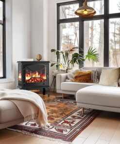 Alternative view of Silonn 50″Smart Electric Fireplace Heater with App & Remote Control, 5300 BTU Heat Output, Ultra-Slim Wall-Mounted or Recessed Electric Fireplace Inserts with Timer, 20 Flame Colors,WiFi Enabled