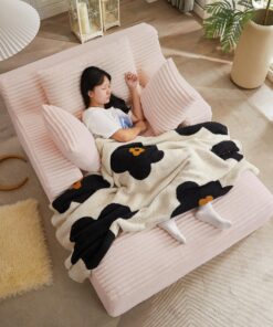 50 Inch Chaise Lounge Chair Indoor, Oversized Corduroy Upholstered Boneless Sofa Bed, Deep Seat Sleeper Couch Reading Chairs, Cloud Sofas Couches for Living Room, No Assembly Required (Dark Grey)