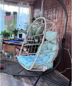 Alternative view of Yechen Indoor Outdoor Egg Hanging Chair Patio Wicker Swing Egg Chair Indoor Swinging Chair