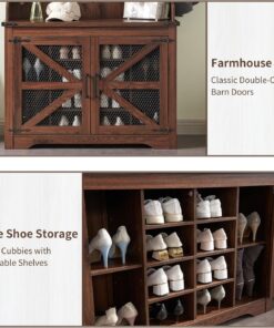 Alternative view of JXQTLINGMU 59-inch Farmhouse Foyer Tree with Shoe Storage, Entryway Bench Foyer Coat Rack Cabinet