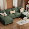 Furmax Sectional Couches for Living Room U-Shaped Sofa Couch Linen Fabric 4 Seat Sofa Set