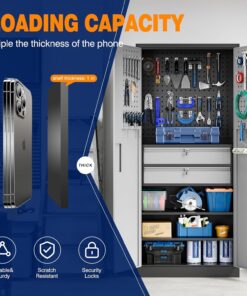 Alternative view of Yizosh Metal Garage Storage Cabinet with Locking Doors and 2 Drawers, Heavy Duty Steel Tool Cabinet with Pegboard, 71" - Lockable Cabinets