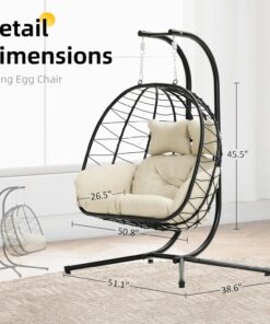 Alternative view of Double Egg Chair Hammock Swing Chair Foldable Hanging Loveseat UV Resistant Cushions