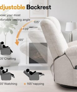Alternative view of Rocker Recliner, Glider Recliner Chairs for Adults, 360° Swivel Rocking Chair with Massage and Heating, Nursery Chair with Storage and USB Charging for Living Room, Bedroom, Nursery